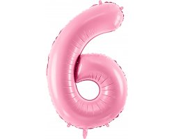PartyDeco Foliový balón číslo 6, 86cm pink