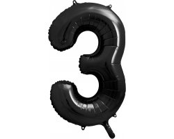 PartyDeco Foliový balón číslo 3, 86cm černý