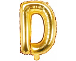 PartyDeco Foliový balón písmeno D 35cm zlatý