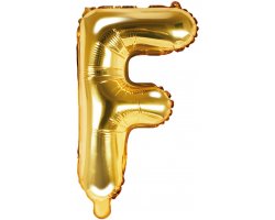 PartyDeco Foliový balón písmeno F 35cm zlatý