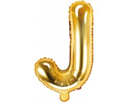 PartyDeco Foliový balón písmeno J 35cm zlatý
