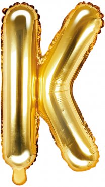 PartyDeco Foliový balón písmeno K 35cm zlatý