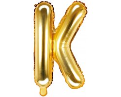 PartyDeco Foliový balón písmeno K 35cm zlatý