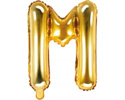 PartyDeco Foliový balón písmeno M 35cm zlatý