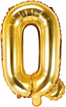 PartyDeco Foliový balón písmeno Q 35cm zlatý