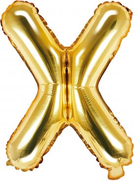 PartyDeco Foliový balón písmeno X 35cm zlatý