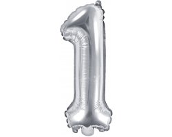 PartyDeco Foliový balón číslo 1 35cm stříbrný