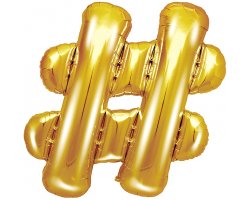 PartyDeco Foliový balón #, 35cm zlatý