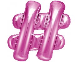 PartyDeco Foliový balón #, 35cm dark pink
