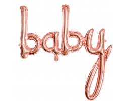 PartyDeco Foliový balón Baby rose zlatý 73.5x75.5cm