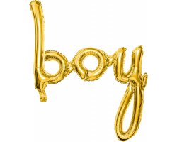 PartyDeco Foliový balón Boy zlatý 63.5x74cm