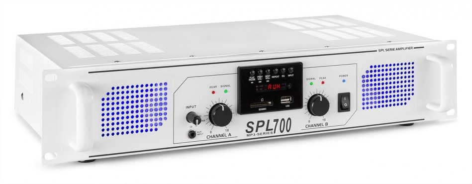 Skytec SPL 700BTMP3 Amplifier Blue LED + EQ White