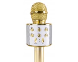 MAX KM01 Karaoke mikrofon s reproduktorem, BT a MP3, zlatý