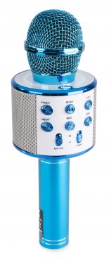 MAX KM01 Karaoke mikrofon s reproduktorem, BT a MP3, modrý