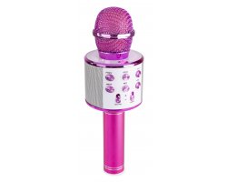 MAX KM01 BT/MP3 Karaoke mikrofon s reproduktorem - růžový