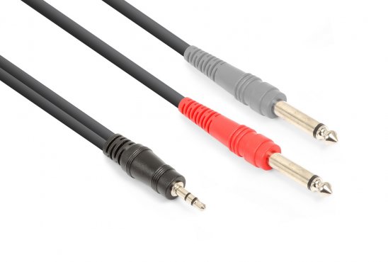 Vonyx CX332-3 kabel 3,5 mm stereo jack - 2x 6,3 mm mono jack (3m)