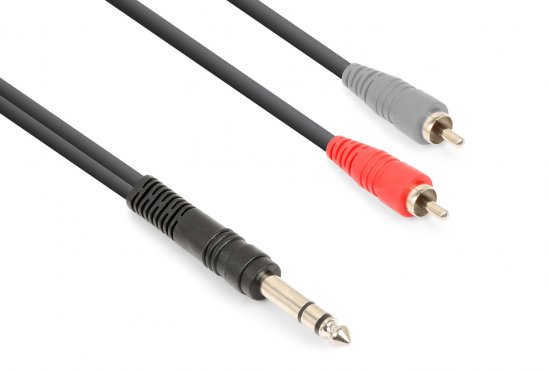 Vonyx CX328-3 kabel 6,3 mm stereo jack (M) - 2x RCA (M) 3m