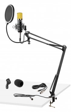 Vonyx CMS400B Studio Set / Condenser Microphone With Stand And Pop Filter