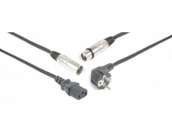 Power Dynamics CX02-20 Audio Combi Cable Schuko - XLR F / IEC F - XLR M 20M