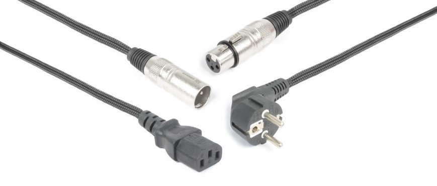 Power Dynamics CX02-15 Audio Combi Cable Schuko - XLR F / IEC F - XLR M 15M