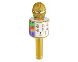 MAX KM15G karaoke mikrofon s reproduktorem, LED, BT, MP3 - zlatý