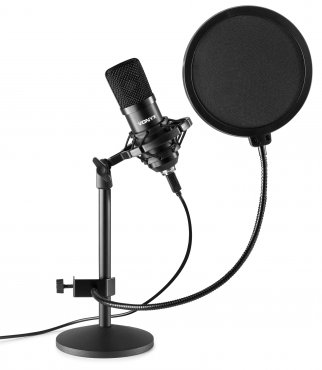 Vonyx CMTS300 set studiového USB mikrofonu, černý