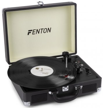Fenton RP115 Kufříkový gramofon s reproduktory, bluetooth a USB, černý