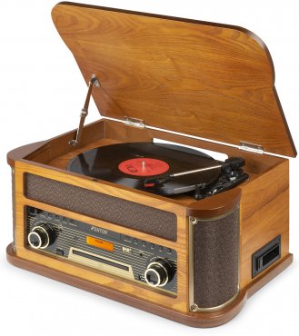 Fenton Memphis vintage gramofon, světlé dřevo