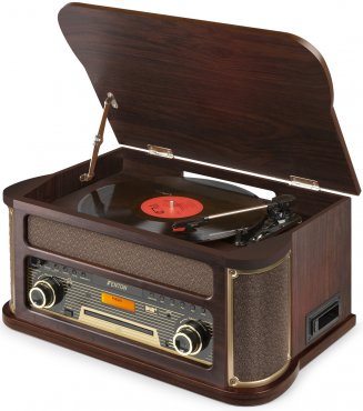 Fenton Memphis vintage gramofon, tmavé dřevo