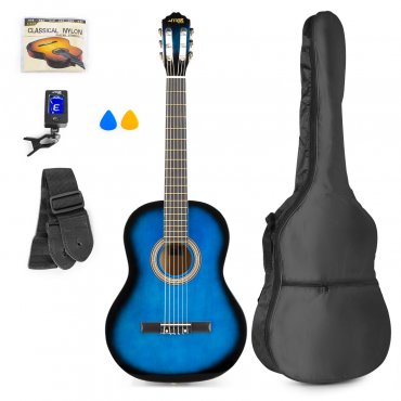 MAX SoloArt Set klasické kytary a příslušenství, modrý