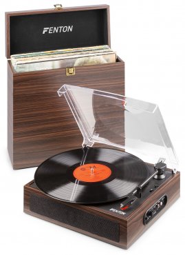 Fenton RP170D Gramofon s pouzdrem na desky, tmavé dřevo