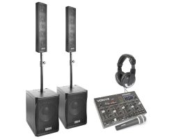 Vonyx 1500W Complete 2.2 Set aktivních reproboxů s mixpultem, sluchátky a mikrofonem
