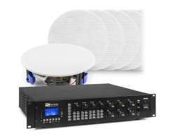 Power Dynamics 6 zónový zvukový systém se zesilovačem PRM606 s BT a 12x vestavěnými reproduktory (bílý)