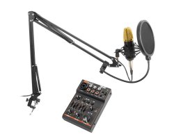 Vonyx CMS400B Set studiového mikrofonu s ramenem a USB mixpultem