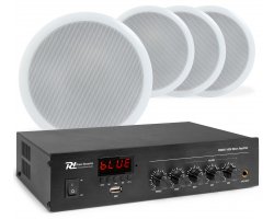 Power Dynamics zvukový systém se 4 stropními reproduktory CSPB5 a zesilovačem PDM25 s BT