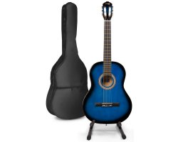 MAX SoloArt Klasická akustická kytara se stojanem na kytaru - Barva modrá