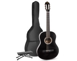 MAX SoloArt Sada klasické akustické kytary s podnožkou - Barva černá