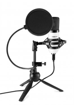 Vonyx CM300W Set studiového USB mikrofonu s popfiltrem