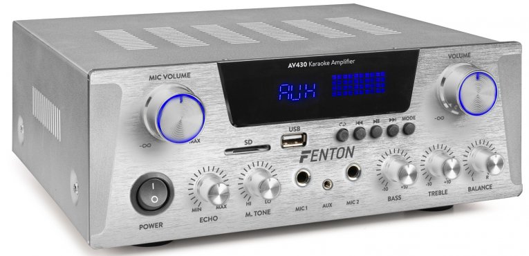 Fenton AV430A Karaoke zesilovač 2x 300W Alu