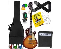 Max GigKit Electric Guitar Pack LP Style Dark Red