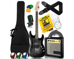 Max GigKit Electric Guitar Pack Quilted Style Black