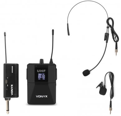 Vonyx WM55B Wireless bodypack microphone Plug-and-Play set UHF