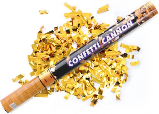 PartyDeco vystřelovací konfety zlaté 60cm