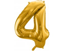 PartyDeco Foliový balón číslo 4, 86cm zlatý