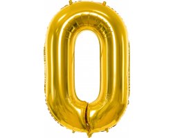 PartyDeco Foliový balón číslo 0, 86cm zlatý