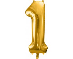 PartyDeco Foliový balón číslo 1, 86cm zlatý