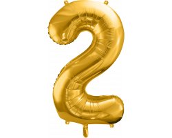 PartyDeco Foliový balón číslo 2, 86cm zlatý