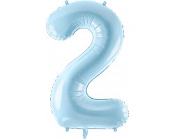 PartyDeco Foliový balón číslo 2, 86cm light blue