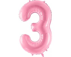 PartyDeco Foliový balón číslo 3, 86cm pink