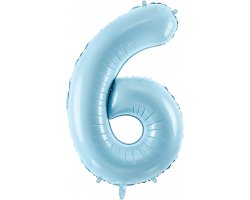 PartyDeco Foliový balón číslo 6, 86cm light blue
